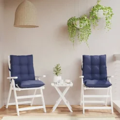 Woon- & Tuinaccessoires*vidaXL Stoelkussens 2 st lage rug oxford stof Marineblauw