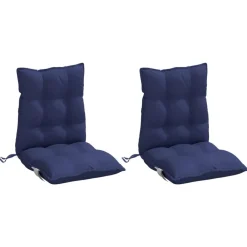 Woon- & Tuinaccessoires*vidaXL Stoelkussens 2 st lage rug oxford stof Marineblauw