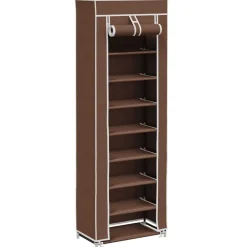 Huishoudelijke Benodigdheden*vidaXL Stoffen schoenenrek met hoes 162 x 57 x 29 cm Bruin