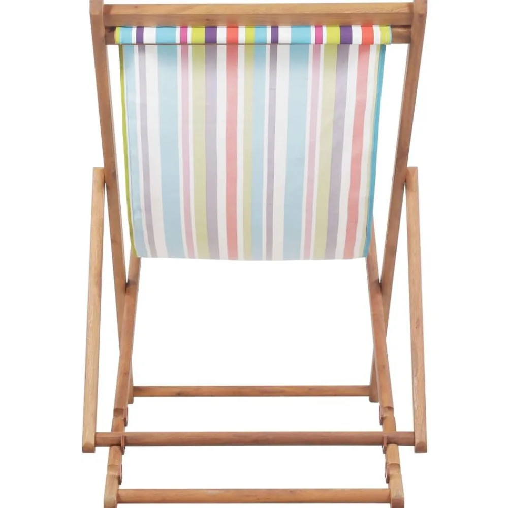 Tuinmeubelen*vidaXL Strandstoel inklapbaar stof en houten frame meerkleurig Multikleur