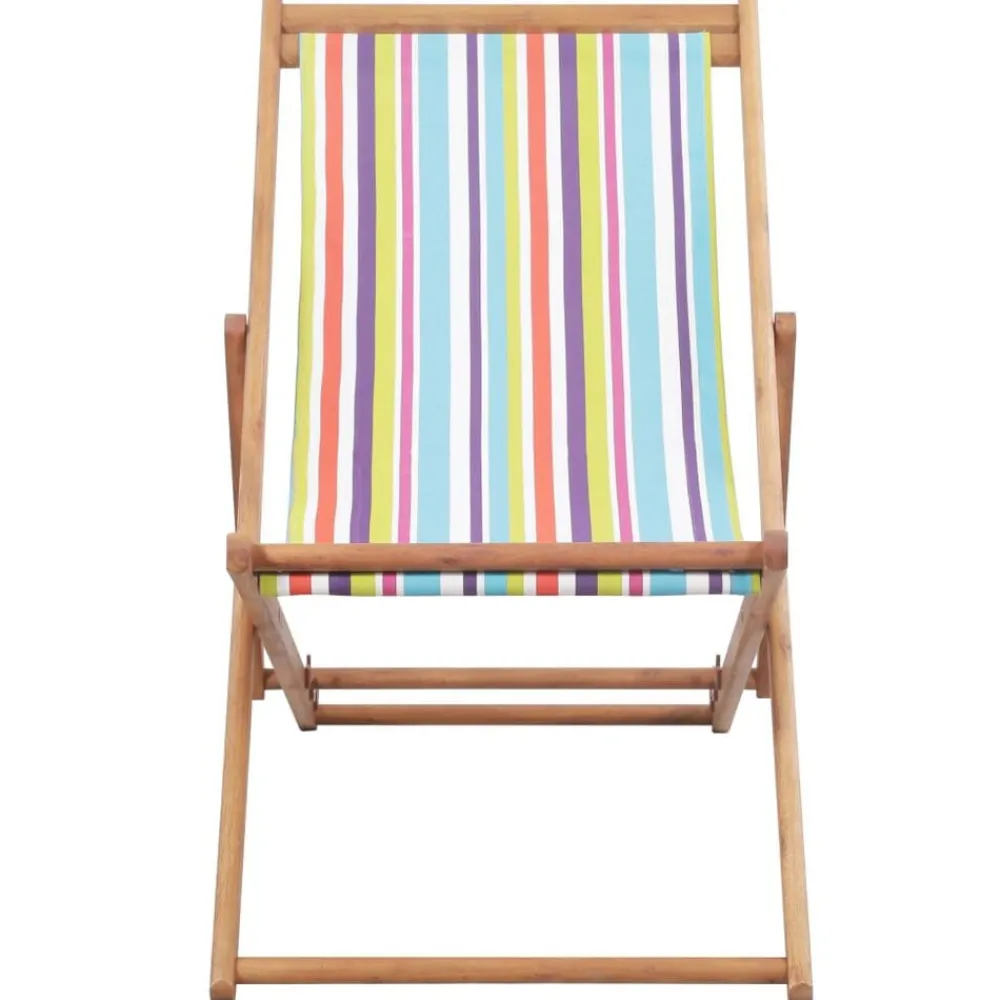 Tuinmeubelen*vidaXL Strandstoel inklapbaar stof en houten frame meerkleurig Multikleur