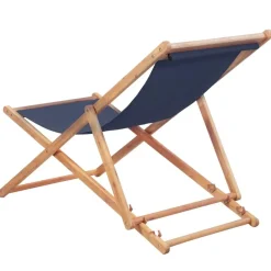 Tuinmeubelen*vidaXL Strandstoel inklapbaar stof en houten frame Blauw