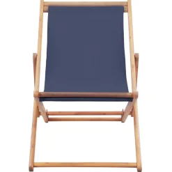 Tuinmeubelen*vidaXL Strandstoel inklapbaar stof en houten frame Blauw