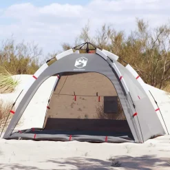 Buitensport*vidaXL Strandtent 2-persoons waterdicht snelontgrendeling Grijs