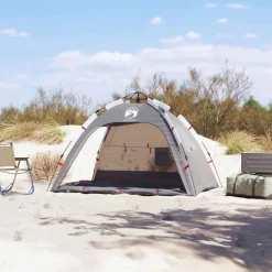 Buitensport*vidaXL Strandtent 2-persoons waterdicht snelontgrendeling Grijs