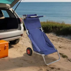 Trolleys*vidaXL Strandtrolley met wielen draagbaar en inklapbaar blauw