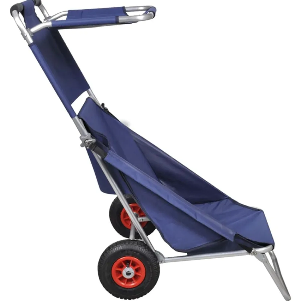 Trolleys*vidaXL Strandtrolley met wielen draagbaar en inklapbaar blauw