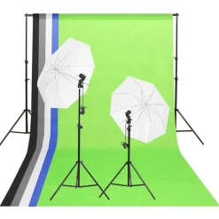 Studioverlichtingsset met achtergronden en paraplu's>vidaXL Online