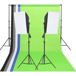 Camera & Optiek*vidaXL Studioverlichtingsset met achtergronden en softboxen