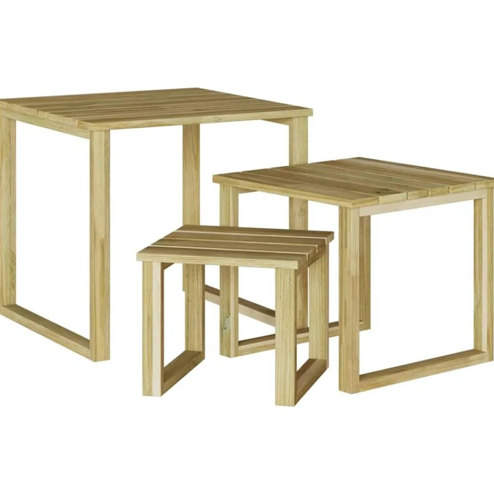 Tuinmeubelen*vidaXL Tafel 3 pcs Naturel Geïmpregneerd grenenhout