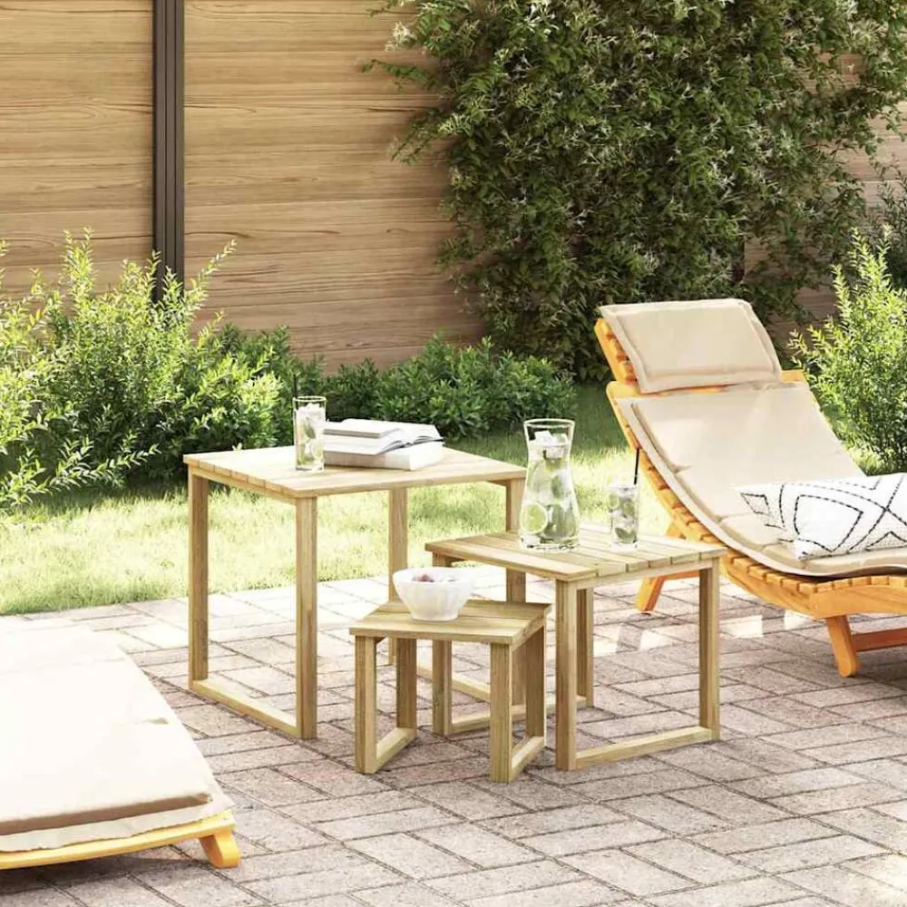 Tuinmeubelen*vidaXL Tafel 3 pcs Naturel Geïmpregneerd grenenhout