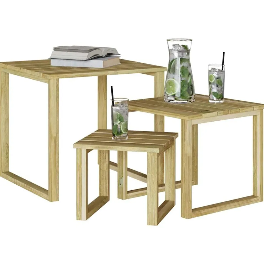 Tuinmeubelen*vidaXL Tafel 3 pcs Naturel Geïmpregneerd grenenhout