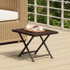 Tuinmeubelen*vidaXL Tafel inklapbaar 45x35x32 cm poly rattan Bruin