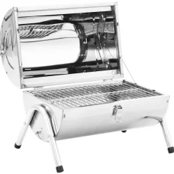 Tafelbarbecue houtskool dubbele roosters roestvrij staal>vidaXL New