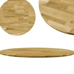 Tafelblad rond 23 mm 500 mm massief eikenhout>vidaXL Hot