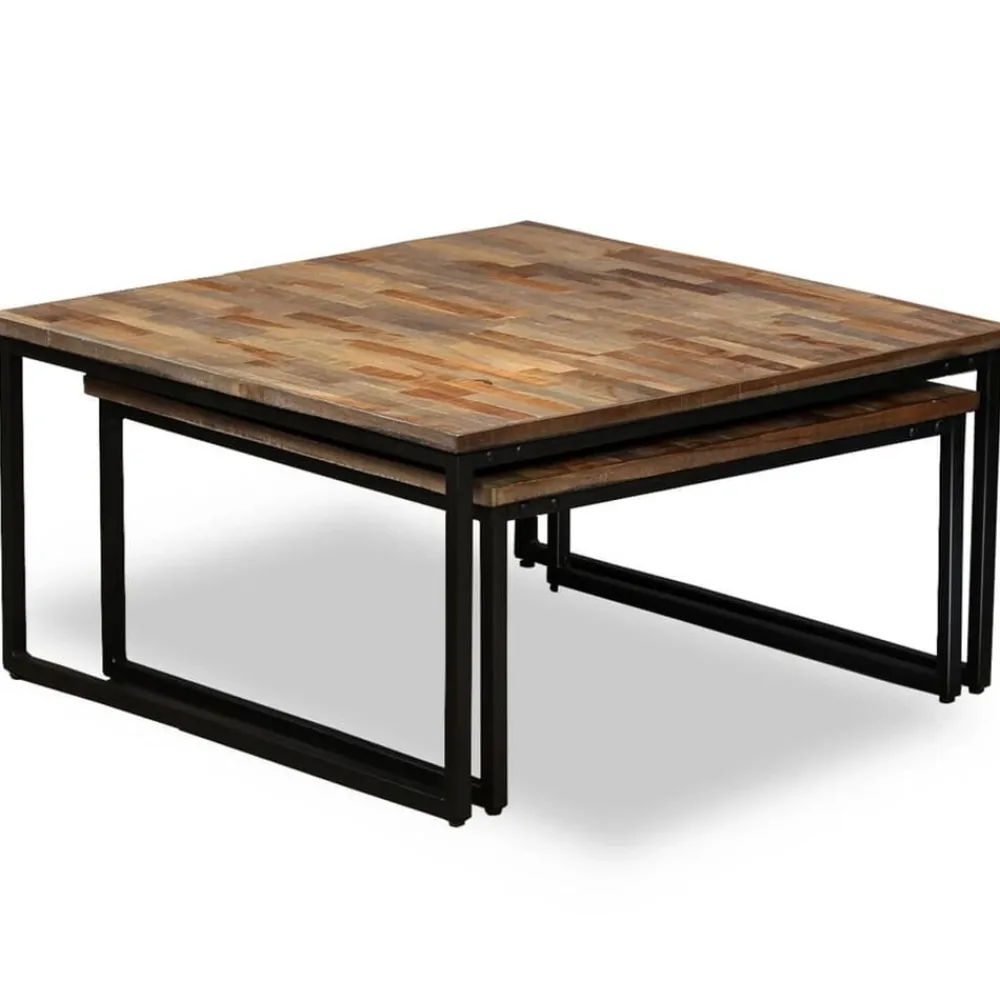 Tafeltjesset massief gerecycled teakhout 2-delig>vidaXL Best