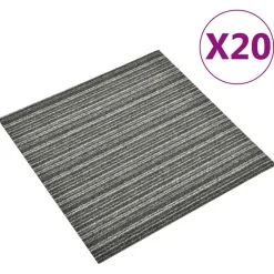 Bouwmaterialen*vidaXL Tapijt 20 pcs 50 x 50 cm 100% Polypropyleen Gestreept antraciet