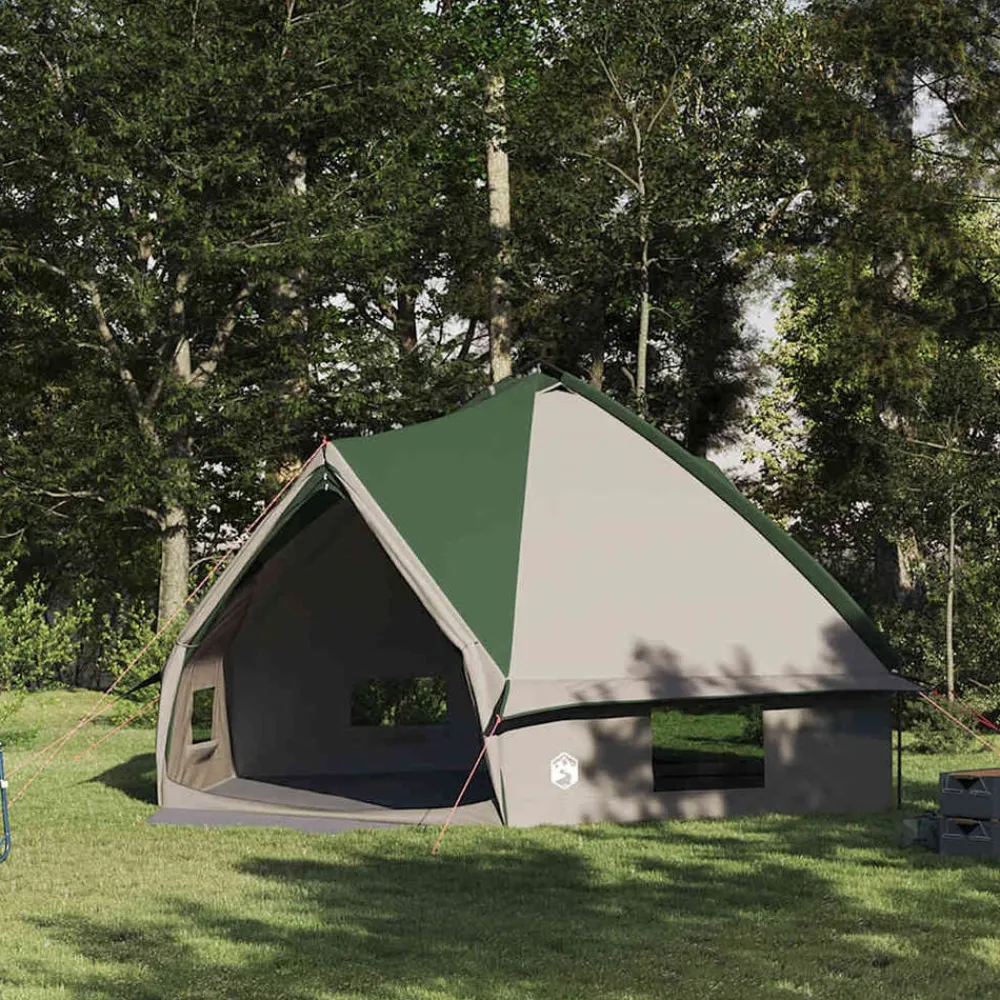 Buitensport*vidaXL Teepee Tent voor 10 Personen en Wit 567 x 470 x 242 cm Groen