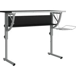 Kantoormeubelen*vidaXL Tekentafel 110x53x(58-87) cm bewerkt hout en staal /grijs Zwart