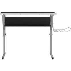 Kantoormeubelen*vidaXL Tekentafel 110x53x(58-87) cm bewerkt hout en staal /grijs Zwart