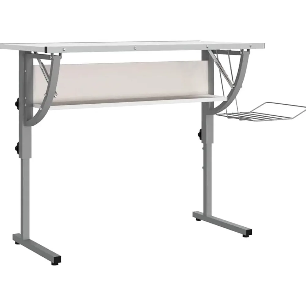Kantoormeubelen*vidaXL Tekentafel 110x53x(58-87) cm bewerkt hout en staal /grijs Wit