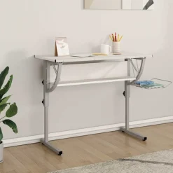 Kantoormeubelen*vidaXL Tekentafel 110x53x(58-87) cm bewerkt hout en staal /grijs Wit