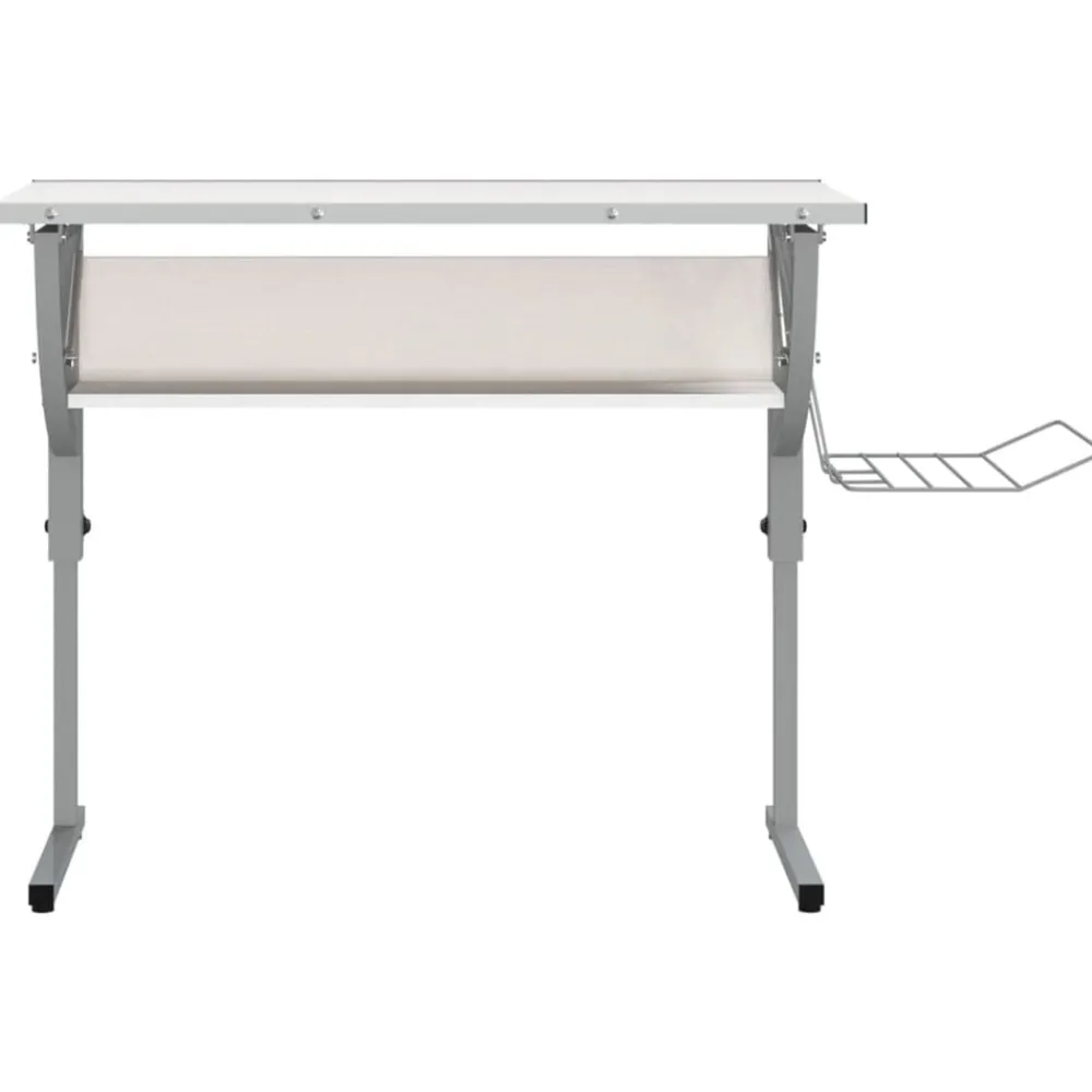 Kantoormeubelen*vidaXL Tekentafel 110x53x(58-87) cm bewerkt hout en staal /grijs Wit