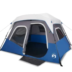 Buitensport*vidaXL Tent met LED 6-persoons snelontgrendeling licht Blauw