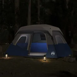 Buitensport*vidaXL Tent met LED 6-persoons snelontgrendeling licht Blauw