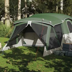 Buitensport*vidaXL Tent met luifel 4-persoons waterdicht Groen