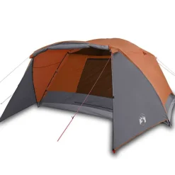 Buitensport*vidaXL Tent met luifel 4-persoons waterdicht oranje Grijs en oranje