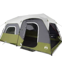 Buitensport*vidaXL Tent 9-persoons waterdicht met LED lichtblauw Groen
