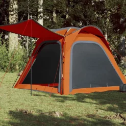 Buitensport*vidaXL Tent 4-persoons waterdicht snelontgrendeling Grijs en oranje