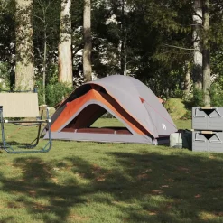 Buitensport*vidaXL Tent 1-persoons waterdicht Grijs en oranje