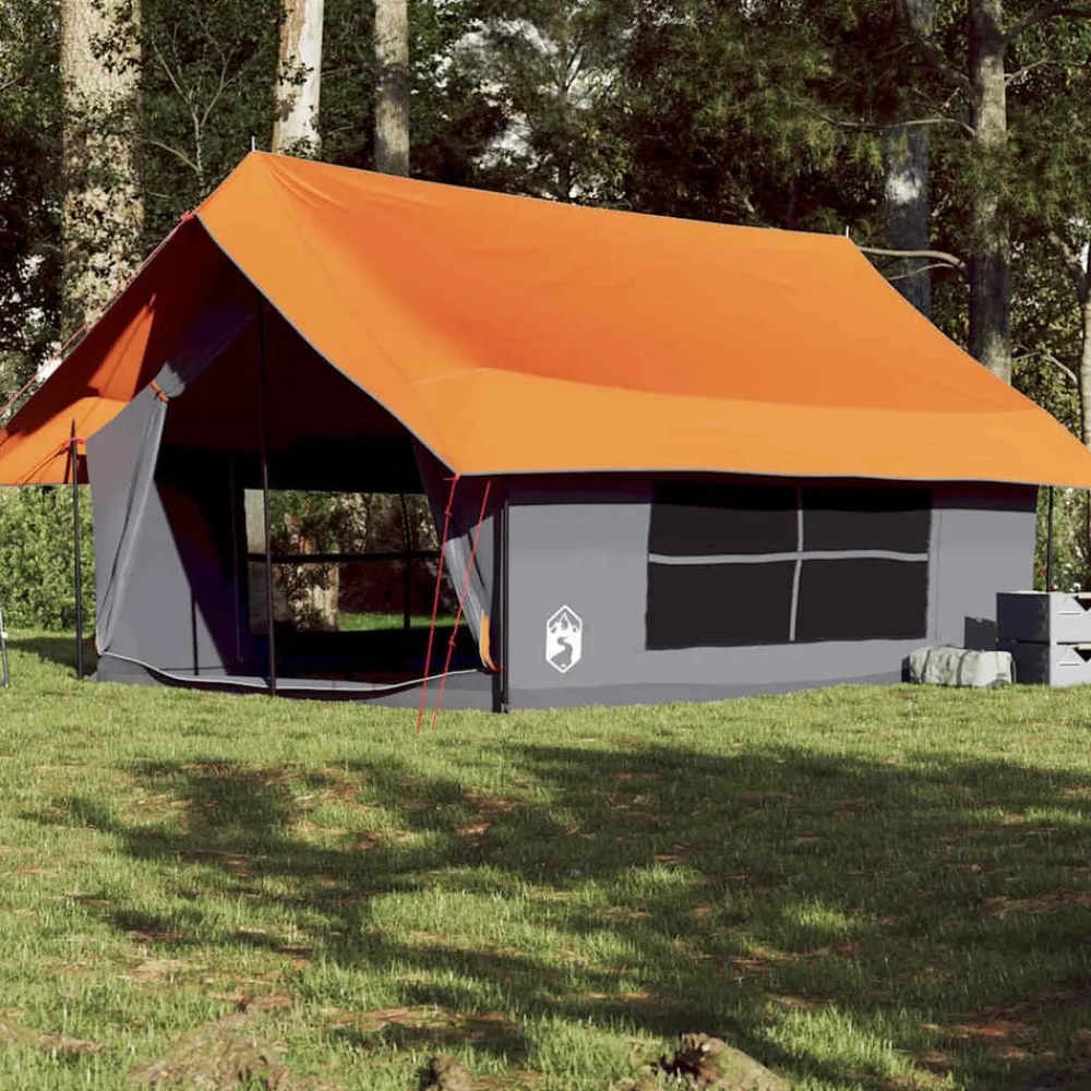 Buitensport*vidaXL Tent 5-persoons waterdicht Grijs en oranje