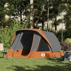 Buitensport*vidaXL Tent 4-persoons waterdicht Grijs en oranje