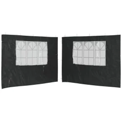 Tuin & Gazon*vidaXL Tentwanden met raam PE 2 st Antraciet