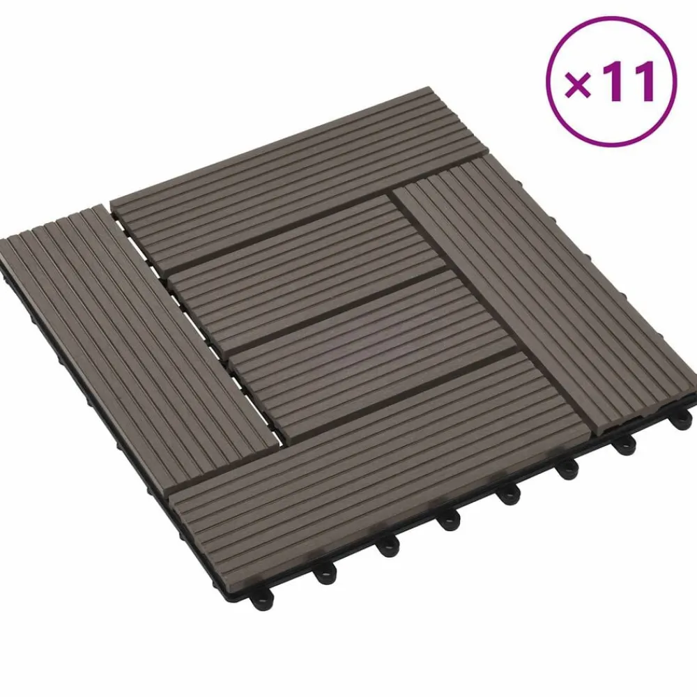 Huishoudelijke Benodigdheden*vidaXL Terras Tegel 11 pcs 30 x 30 cm WPC Donkerbruin
