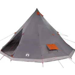 Buitensport*vidaXL Tipi Tent met dak 560 x 560 x 300 cm taft Grijs en oranje