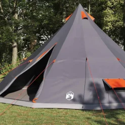 Buitensport*vidaXL Tipi Tent met dak 560 x 560 x 300 cm taft Grijs en oranje