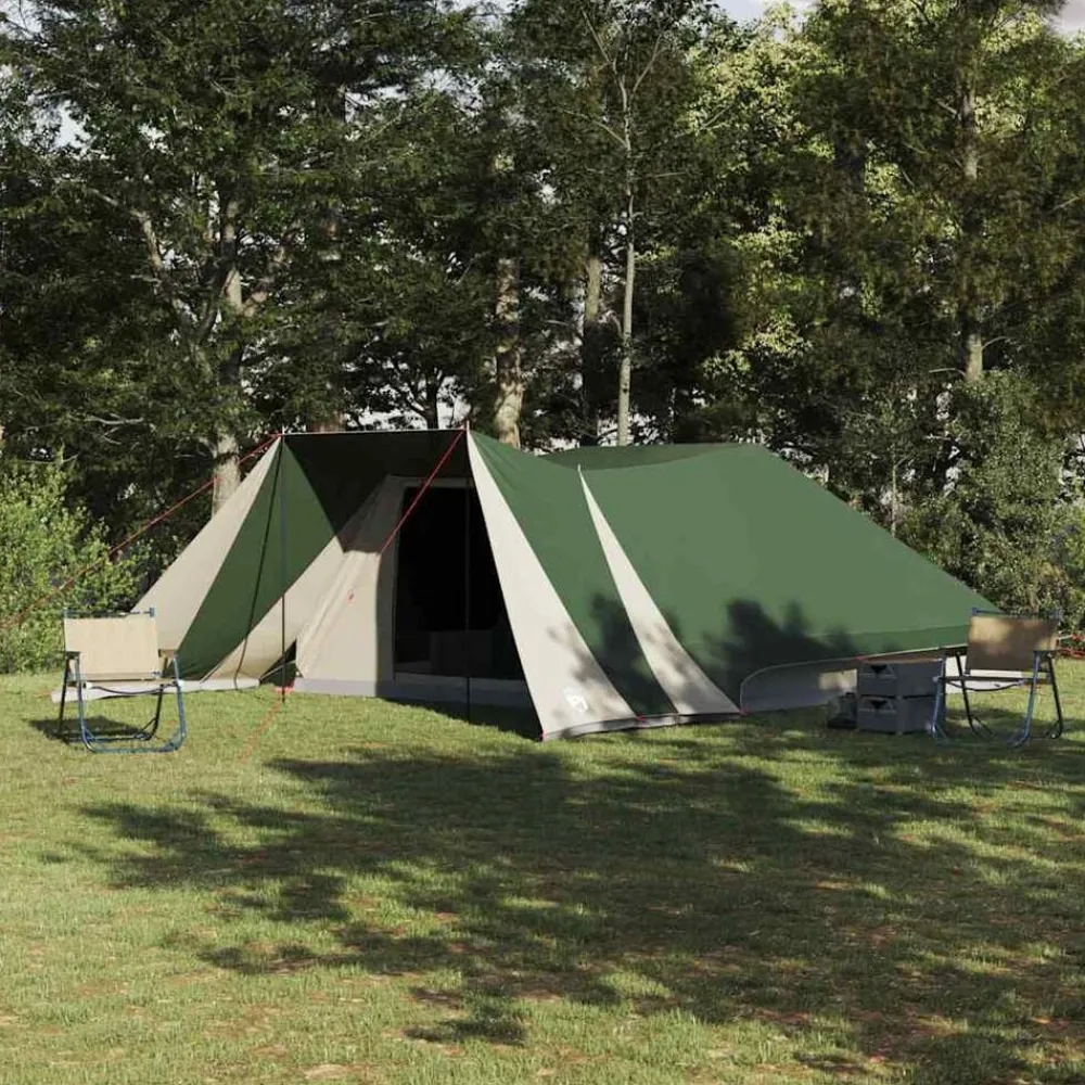 Buitensport*vidaXL Tipi Tent met dak met opslag 660 x 456 x 200 cm taft Groen