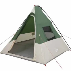 Buitensport*vidaXL Tipi Tent met dak met opslag 383 x 338 x 217 cm taft Groen