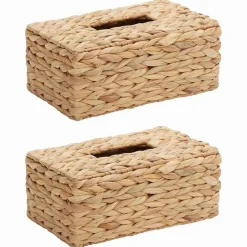 Badkameraccessoires*vidaXL Tissueboxhoezen 2 pcs Waterhyacint 27.5 x 16.5 x 14 cm Naturel