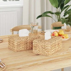 Badkameraccessoires*vidaXL Tissueboxhoezen 2 pcs Waterhyacint 27.5 x 16.5 x 14 cm Naturel