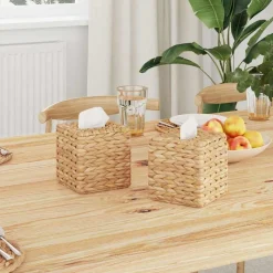 Tissueboxhoezen 2 pcs Waterhyacint 14,5 x 14,5 x 15 cm Naturel>vidaXL Sale