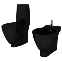 Sanitair & Loodgietersbenodigdheden*vidaXL Toilet- en bidetset keramiek zwart
