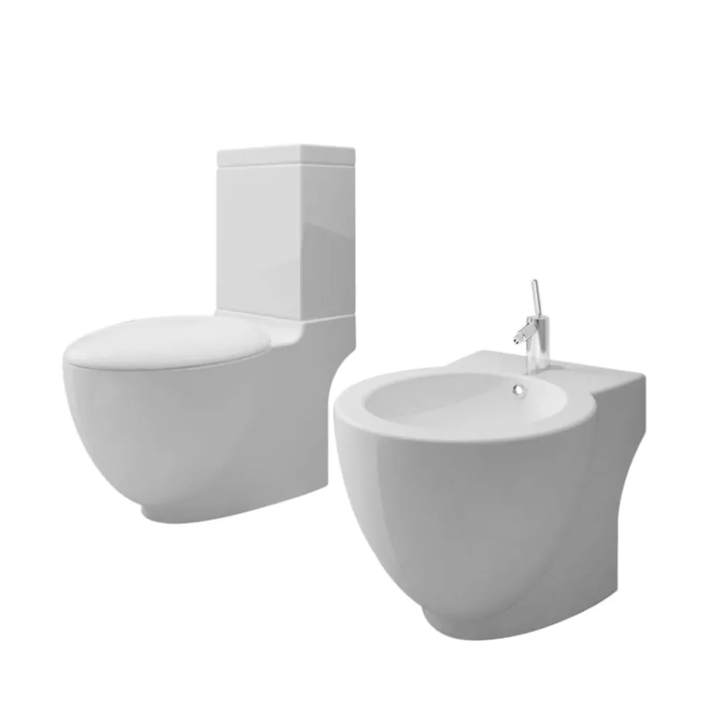 Toilet- en bidetset keramiek wit>vidaXL Online