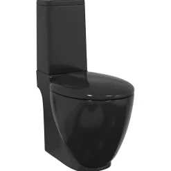 Sanitair & Loodgietersbenodigdheden*vidaXL Toilet rond afvoer onder keramiek Zwart