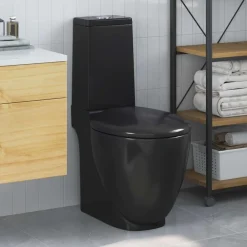 Sanitair & Loodgietersbenodigdheden*vidaXL Toilet rond afvoer onder keramiek Zwart