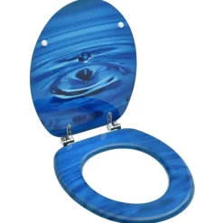 Sanitair & Loodgietersbenodigdheden*vidaXL Toiletbril met deksel waterdruppel MDF blauw